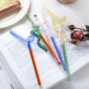 Colorful glass flower handle stir bar kitchen cocktail straw