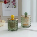 Colorful glass tea canister set with gold ceramic lids kitchen storage jar