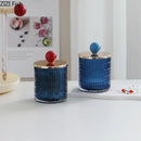 Colorful glass tea canister set with gold ceramic lids kitchen storage jar