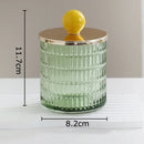 Colorful glass tea canister set with gold ceramic lids kitchen storage jar