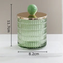 Colorful glass tea canister set with gold ceramic lids kitchen storage jar