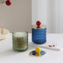 Colorful glass tea canister set with gold ceramic lids kitchen storage jar