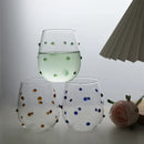 Colorful glass wave dots mug set dining room stemless wine glasses