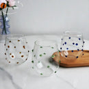 Colorful glass wave dots mug set dining room stemless wine glasses