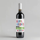 Colorful Happy Holidays Wine Label