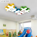 Colorful jigsaw puzzles ceiling flush light – kids bedroom led fixture