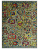 Colorful Oushak Rug Wool Traditional Hand knotted Custom Made wool Area Rug
