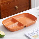 Colorful ribbed divided dish diet plate set with utensils dining room