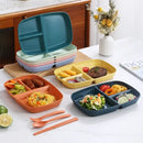 Colorful ribbed divided dish diet plate set with utensils dining room