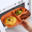 Colorful ribbed divided dish diet plate set with utensils dining room