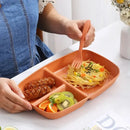 Colorful ribbed divided dish diet plate set with utensils dining room