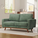 Comfy Green Corduroy Loveseat Sofa with Solid Wood Frame