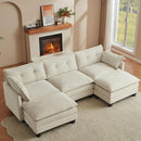 Comfy Modular Sectional Sofa With Movable Ottomans