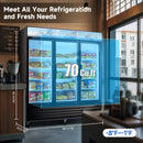 Commercial 70 Cu.Ft Reach-In Glass Door Merchandiser Freezer With LED Top Panel And Swing Door (SAK43890)