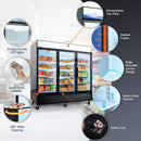 Commercial 70 Cu.Ft Reach-In Glass Door Merchandiser Freezer With LED Top Panel And Swing Door (SAK43890)