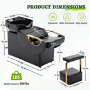 Commercial Black And Gold Shampoo Bowl Chair Set With Footrest (SAK43716)