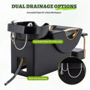 Commercial Black And Gold Shampoo Bowl Chair Set With Footrest (SAK43716)