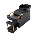 Commercial Black And Gold Shampoo Bowl Chair Set With Footrest (SAK43716)