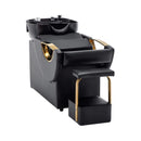Commercial Black And Gold Shampoo Bowl Chair Set With Footrest (SAK43716)