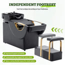 Commercial Black And Gold Shampoo Bowl Chair Set With Footrest (SAK43716)