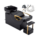 Commercial Black And Gold Shampoo Bowl Chair Set With Footrest (SAK43716)