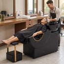 Commercial Black And Gold Shampoo Bowl Chair Set With Footrest (SAK43716)