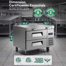 Commercial Double Drawer Undercounter Worktop Fridge With Chef Base & Wheels (SAK80596)