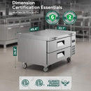 Commercial Double Drawer Undercounter Worktop Fridge With Chef Base & Wheels (SAK80596)
