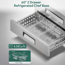 Commercial Double Drawer Undercounter Worktop Fridge With Chef Base & Wheels (SAK80596)