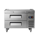 Commercial Double Drawer Undercounter Worktop Fridge With Chef Base & Wheels (SAK80596)