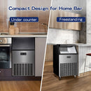 Commercial Ice Maker, Freestanding Square Ice Cube Maker 265lbs/24h, 55lbs Storage Bin, Full Heavy Duty Stainless Steel Construction
