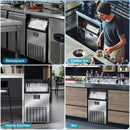Commercial Ice Maker Machine,100lbs/24H Moon-Shaped Ice Machine with 28 Lbs Storage Capacity
