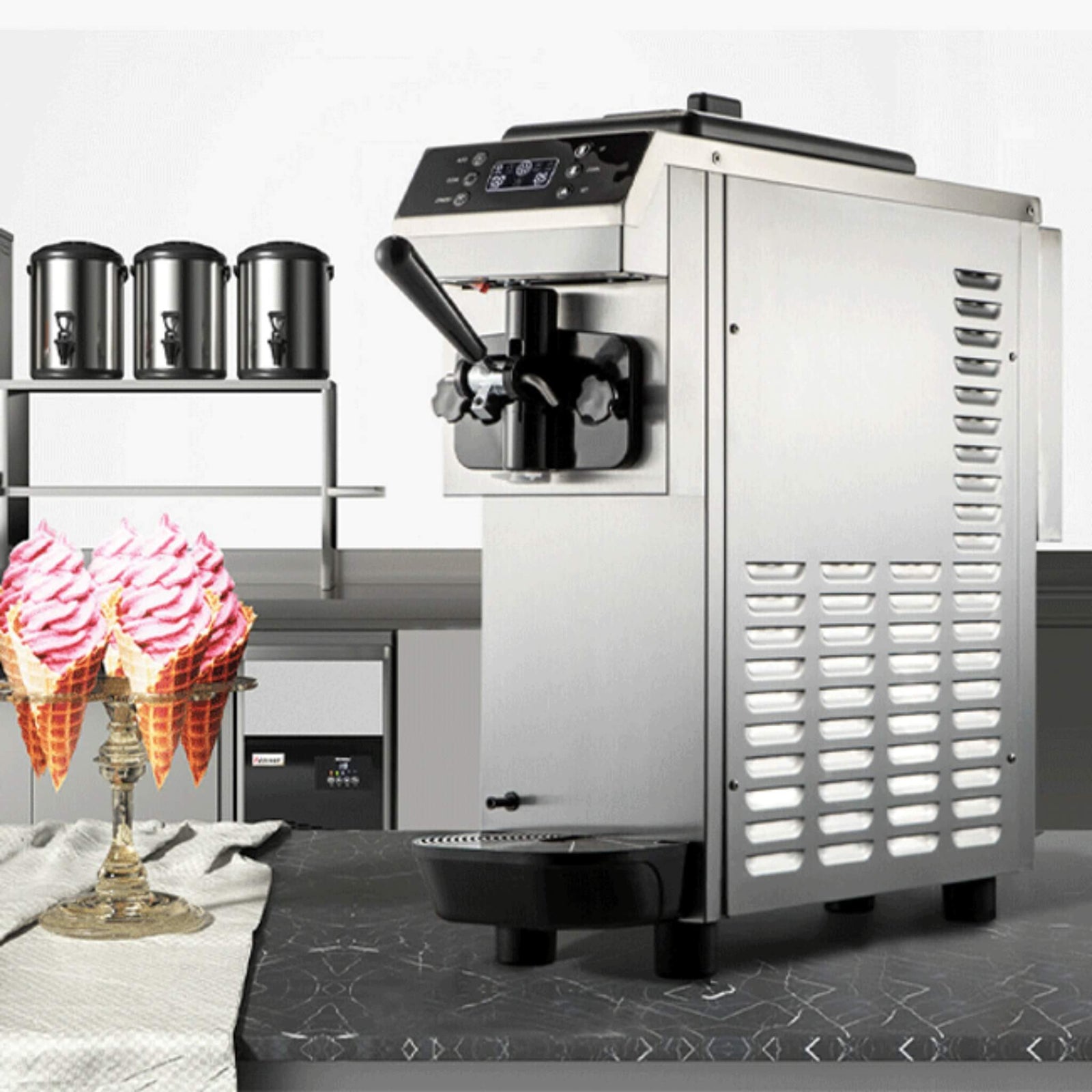 Commercial Single Flavor Soft Serve Ice Cream Machine Maker, 13L/H (SA