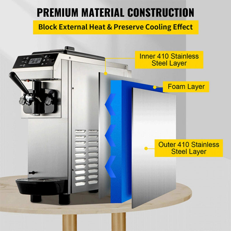 Commercial Single Flavor Soft Serve Ice Cream Machine Maker, 13L/H (SAK84035)