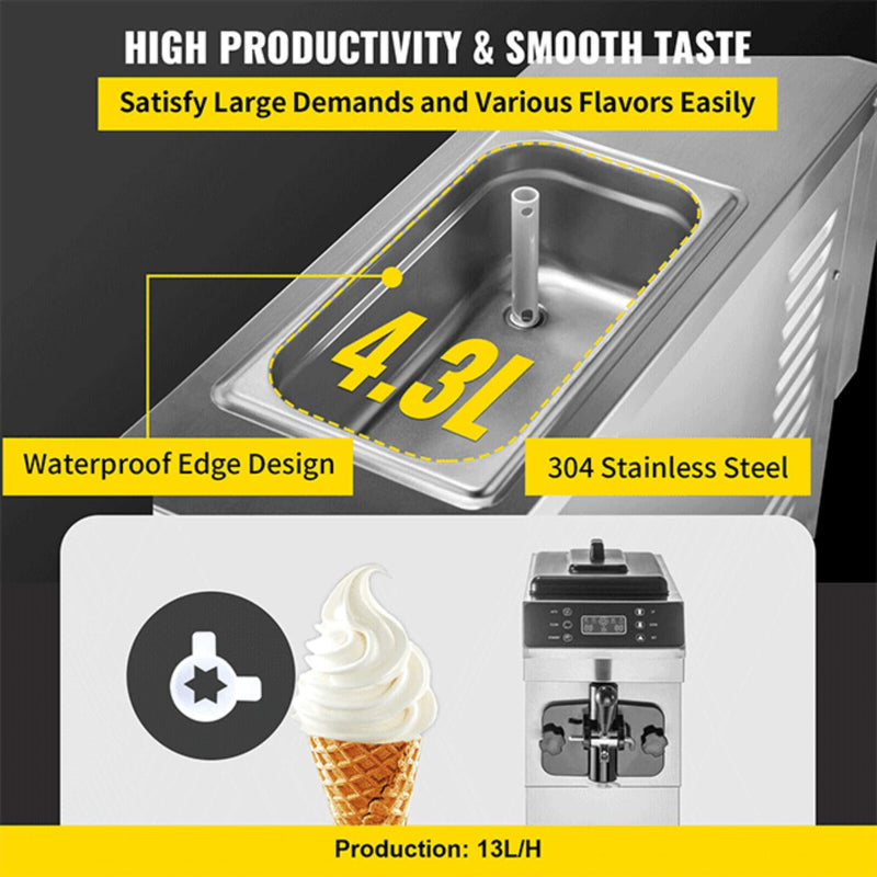 Commercial Single Flavor Soft Serve Ice Cream Machine Maker, 13L/H (SAK84035)