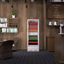 Commercial Single Glass Door Upright Beverage Cooler Refrigerator With LED Lighting (SAK24713)