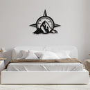 Compass and Mountain Metal Wall Decor