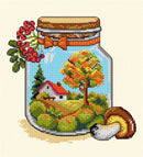 Complete counted cross-stitch kit "Autumn Jar" 7773