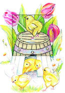 Complete counted cross stitch kit - greetings card "Easter chickens" 6265