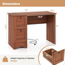 43 Inch Walnut Computer Desk With Charging Station
