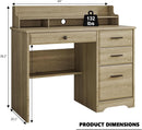 Grey Computer Desk With Drawers And Monitor Stand For Home Office