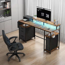 55 Inch Computer Desk With Power Outlets For Home Office