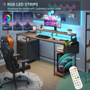 55 Inch Computer Desk With Power Outlets For Home Office