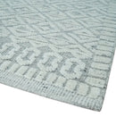 Contemporary 8x10 carved pattern Ivory and Gray hand knotted wool rug