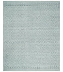 Contemporary 8x10 carved pattern Ivory and Gray hand knotted wool rug