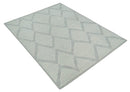 Contemporary 8x10 Ivory and Silver Traditional Geometrical Pattern Hand Knotted Wool Area Rug