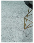 Contemporary 8x10 Silver and Charcoal Modern Abstract Handmade Wool Area Rug