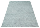 Contemporary 8x10 Silver and Charcoal Modern Abstract Handmade Wool Area Rug