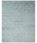 Contemporary 8x10 Silver and Charcoal Modern Abstract Handmade Wool Area Rug