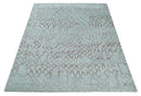 Contemporary 8x10 Silver and Pink Modern Abstract Handmade Wool Area Rug
